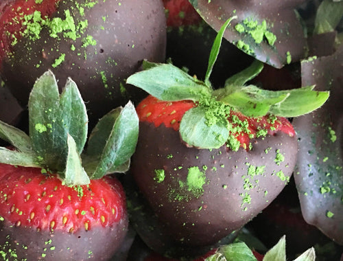 Matcha Dusted Strawberries & Cacao Butter Glaze
