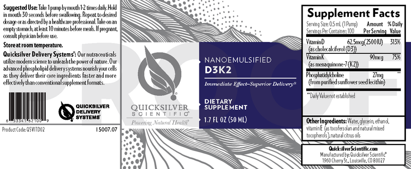 Nanoemulsified Vitamin D3 + K2